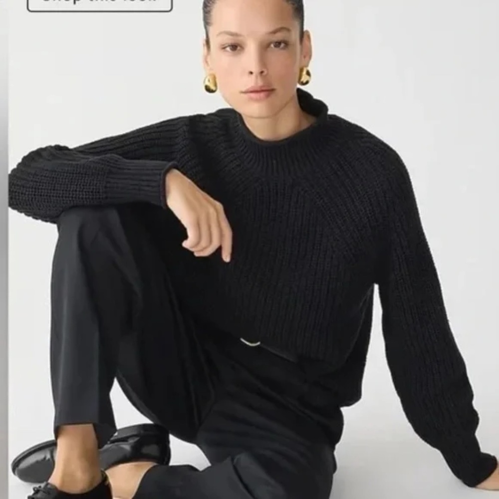 J.Crew Relaxed Rollneck sweater Black Rib Knit Size XXS Minimalist Classic